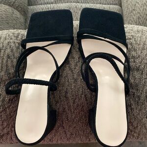 Black Strappy Square Toe Heels. Never Worn